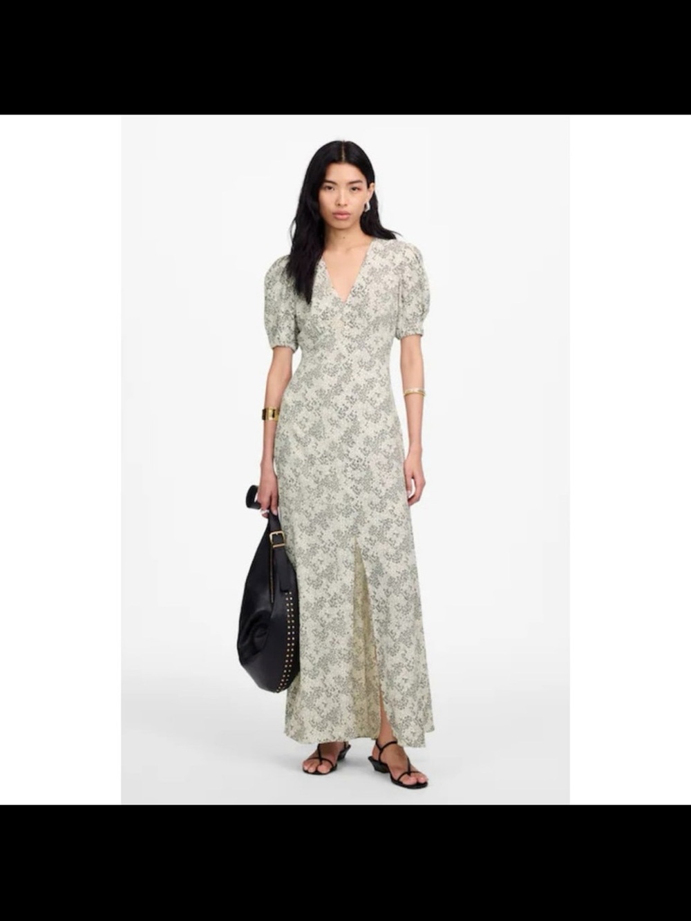 Madewell Floral V-Neck Maxi Dress with Puff Sleeves
